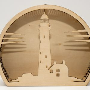 Lanterne décorative en bois découpé Phare Lune – 2