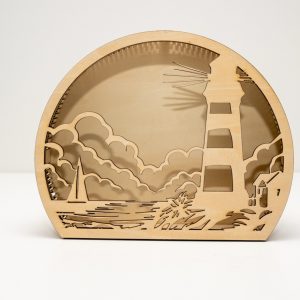 Lanterne décorative en bois découpé Phare Lune – 3