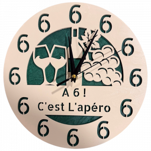 Horloge murale “Horloge Apéro” – Design en bois découpé