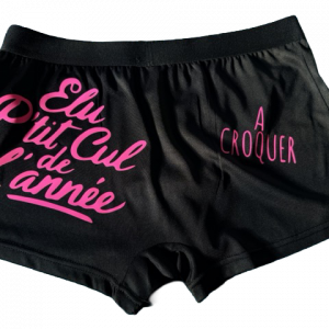 Caleçon pour Homme Satin noir « Caleçon rose fluo »