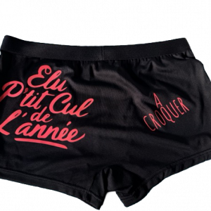 Caleçon pour Homme Satin noir « Caleçon Orange fluo »