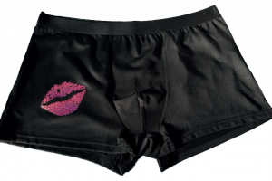 Caleçon pour Homme Satin noir « rose pailleté »