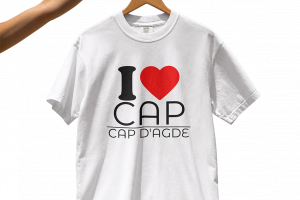 T-shirt pour homme et femme blanc « I LOVE CAP D’AGDE » (Copie)