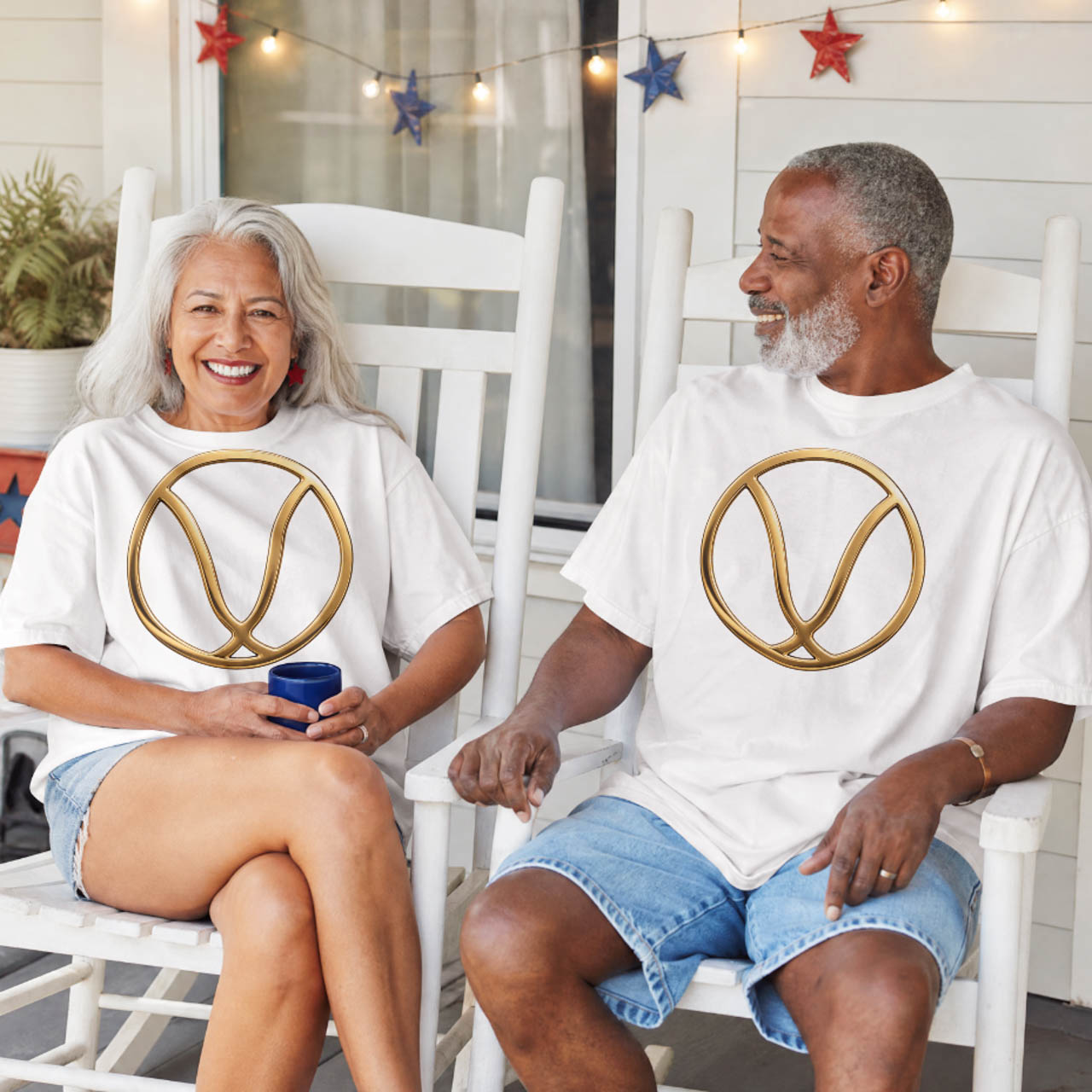 T-shirt pour homme / femme blanc Swing collection Or